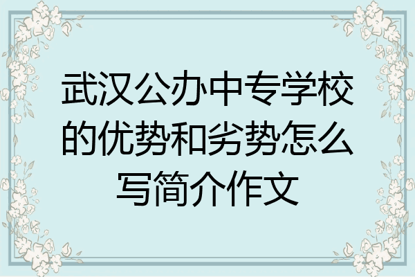 武汉公办中专学校的优势和劣势怎么写简介作文