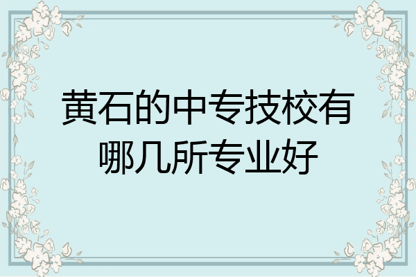 黄石的中专技校有哪几所专业好