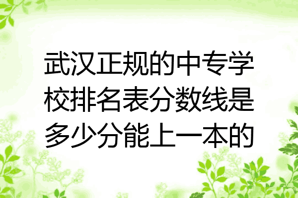 武汉正规的中专学校排名表分数线是多少分能上一本的