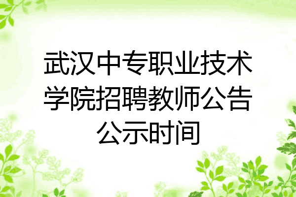 武汉中专职业技术学院招聘教师公告公示时间