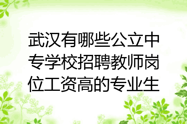 武汉有哪些公立中专学校招聘教师岗位工资高的专业生
