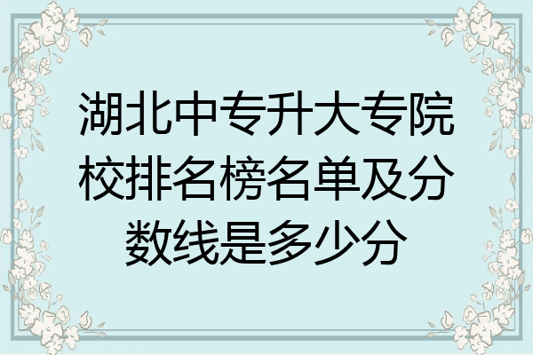 湖北中专升大专院校排名榜名单及分数线是多少分