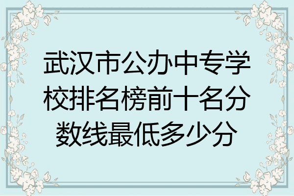 武汉市公办中专学校排名榜前十名分数线最低多少分