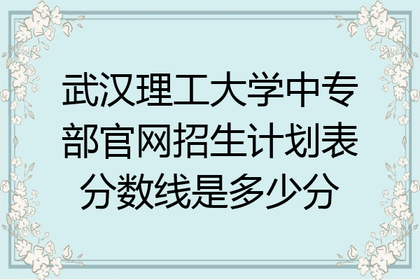 武汉理工大学中专部官网招生计划表分数线是多少分