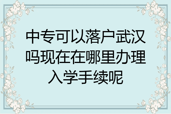 中专可以落户武汉吗现在在哪里办理入学手续呢