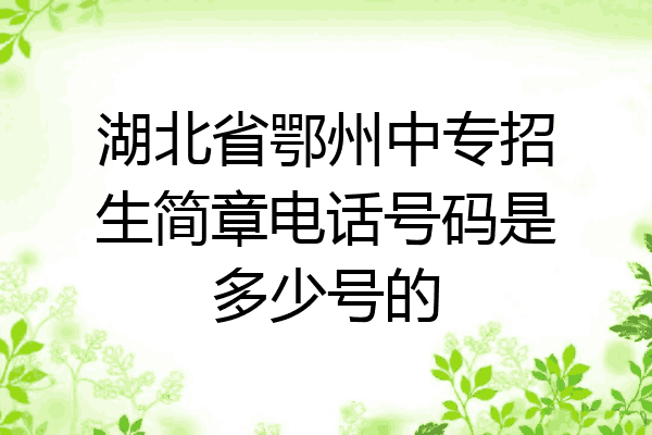 湖北省鄂州中专招生简章电话号码是多少号的