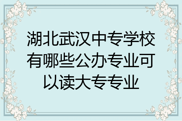 湖北武汉中专学校有哪些公办专业可以读大专专业