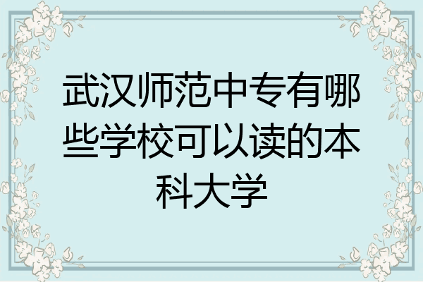 武汉师范中专有哪些学校可以读的本科大学