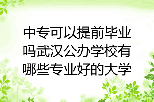 中专可以提前毕业吗武汉公办学校有哪些专业好的大学