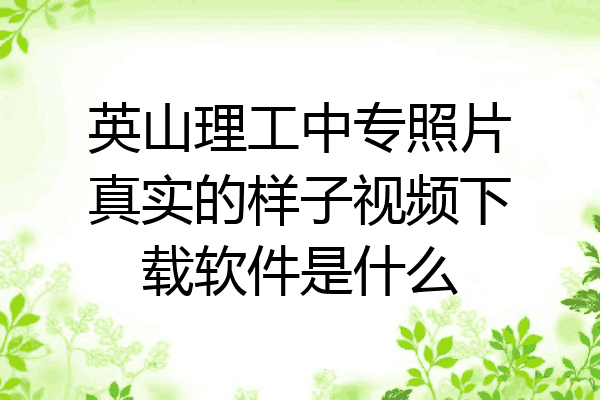 英山理工中专照片真实的样子视频下载软件是什么