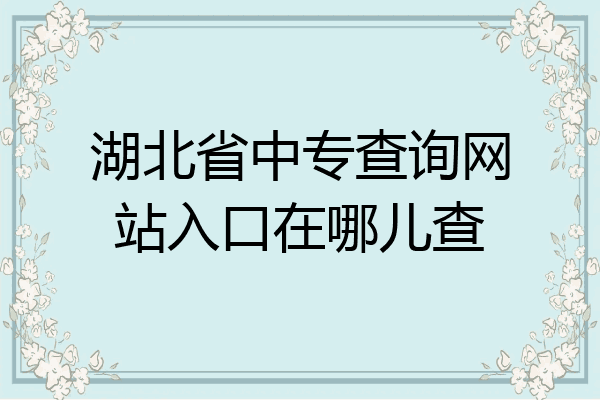 湖北省中专查询网站入口在哪儿查
