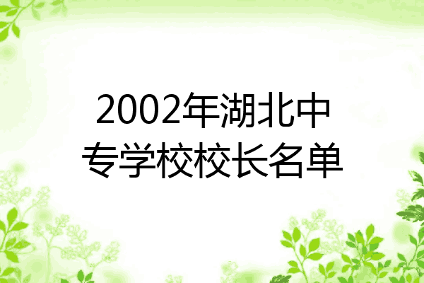 2002年湖北中专学校校长名单