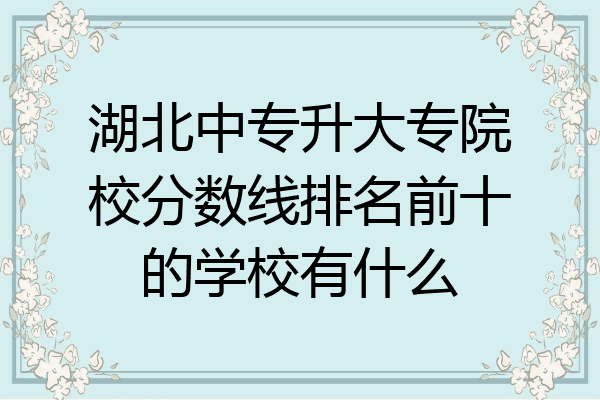 湖北中专升大专院校分数线排名前十的学校有什么