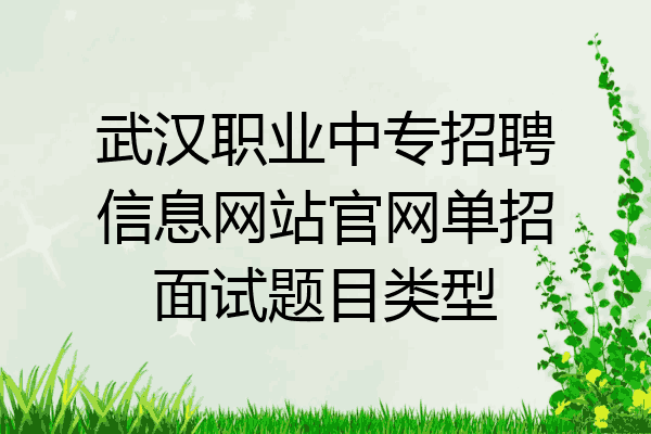 武汉职业中专招聘信息网站官网单招面试题目类型