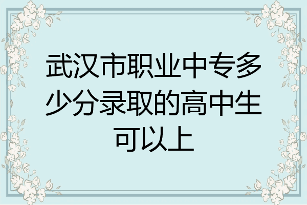 武汉市职业中专多少分录取的高中生可以上