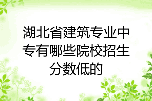 湖北省建筑专业中专有哪些院校招生分数低的