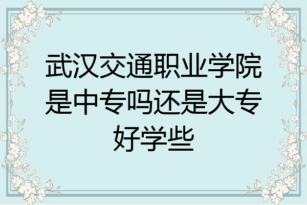 武汉交通职业学院是中专吗还是大专好学些