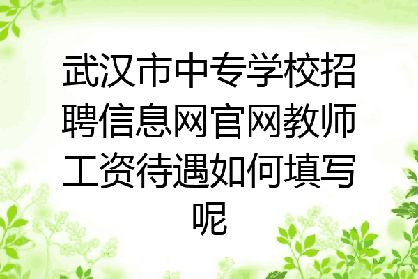 武汉市中专学校招聘信息网官网教师工资待遇如何填写呢