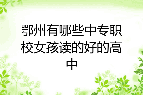 鄂州有哪些中专职校女孩读的好的高中