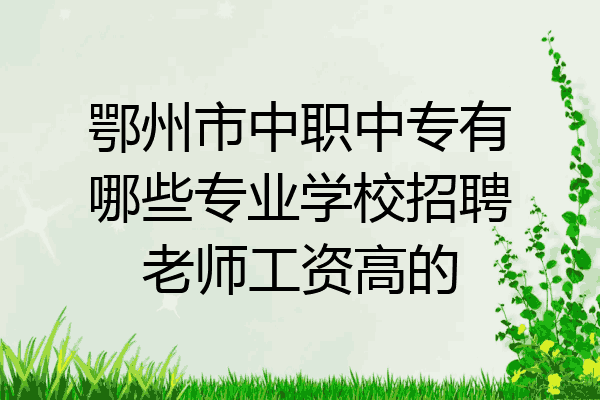 鄂州市中职中专有哪些专业学校招聘老师工资高的