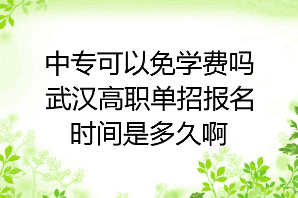 中专可以免学费吗武汉高职单招报名时间是多久啊