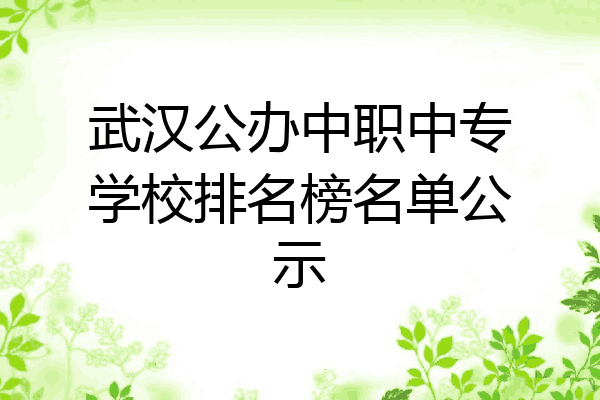 武汉公办中职中专学校排名榜名单公示
