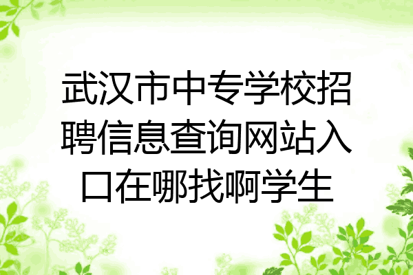 武汉市中专学校招聘信息查询网站入口在哪找啊学生
