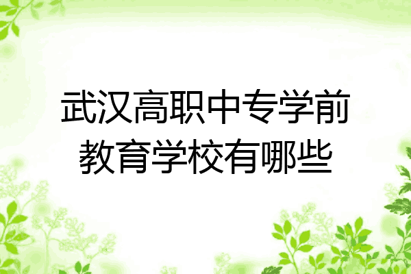武汉高职中专学前教育学校有哪些