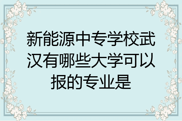新能源中专学校武汉有哪些大学可以报的专业是