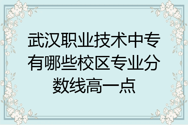 武汉职业技术中专有哪些校区专业分数线高一点