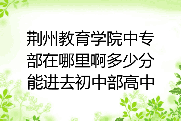 荆州教育学院中专部在哪里啊多少分能进去初中部高中