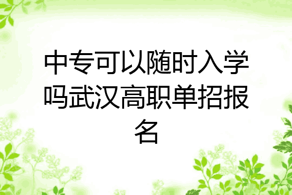 中专可以随时入学吗武汉高职单招报名