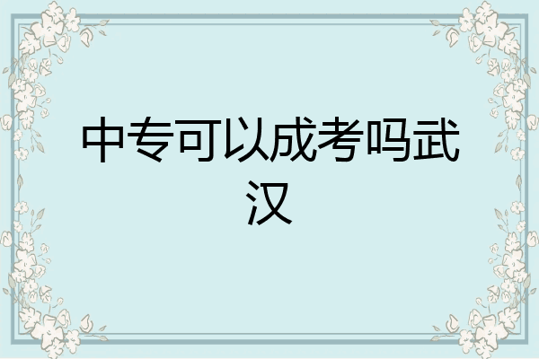 中专可以成考吗武汉