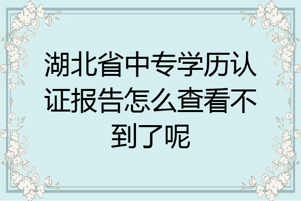 湖北省中专学历认证报告怎么查看不到了呢