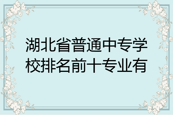 湖北省普通中专学校排名前十专业有