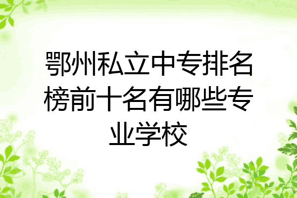 鄂州私立中专排名榜前十名有哪些专业学校