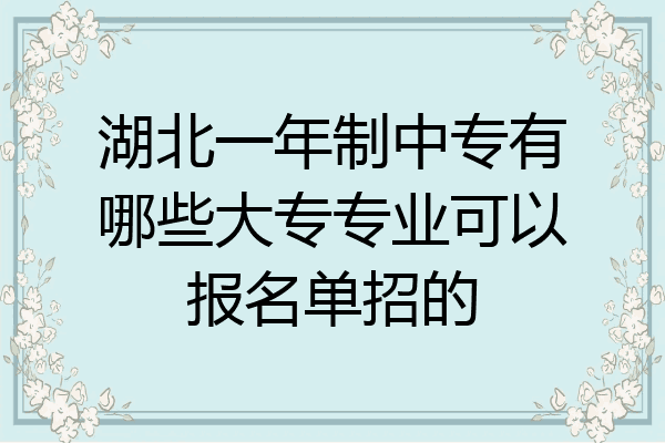 湖北一年制中专有哪些大专专业可以报名单招的