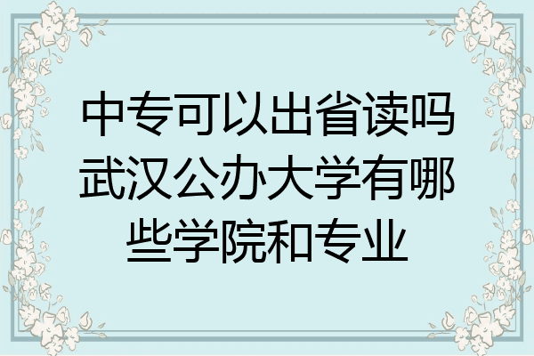 中专可以出省读吗武汉公办大学有哪些学院和专业