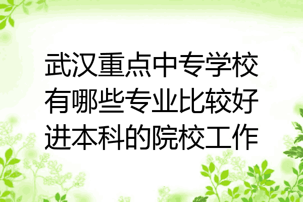 武汉重点中专学校有哪些专业比较好进本科的院校工作