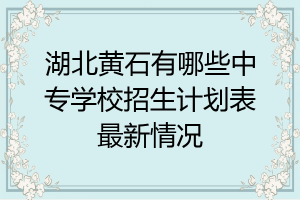 湖北黄石有哪些中专学校招生计划表最新情况