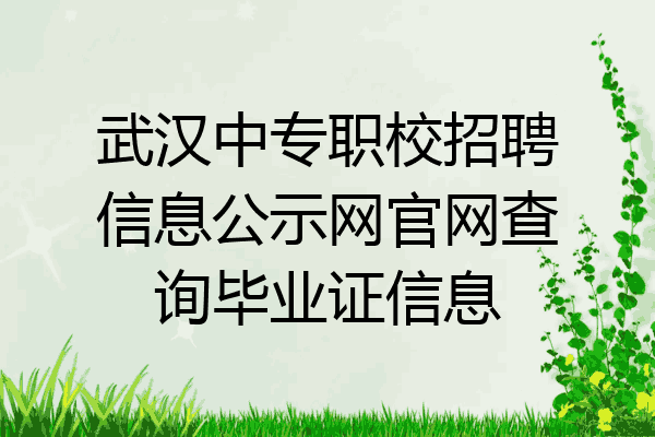 武汉中专职校招聘信息公示网官网查询毕业证信息
