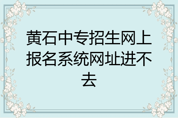 黄石中专招生网上报名系统网址进不去
