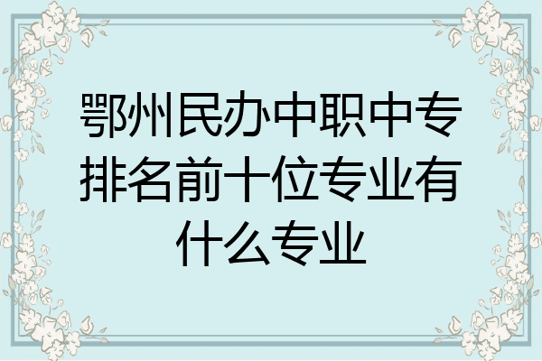 鄂州民办中职中专排名前十位专业有什么专业