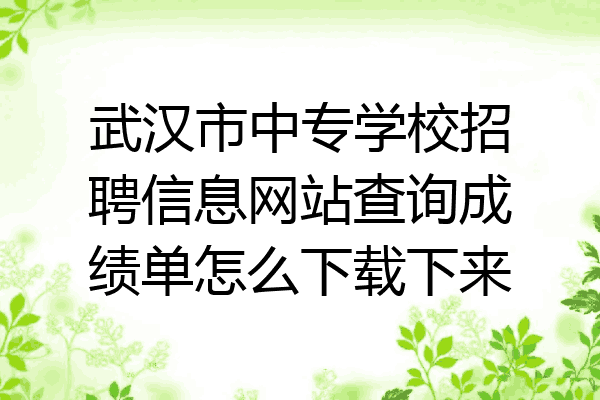 武汉市中专学校招聘信息网站查询成绩单怎么下载下来