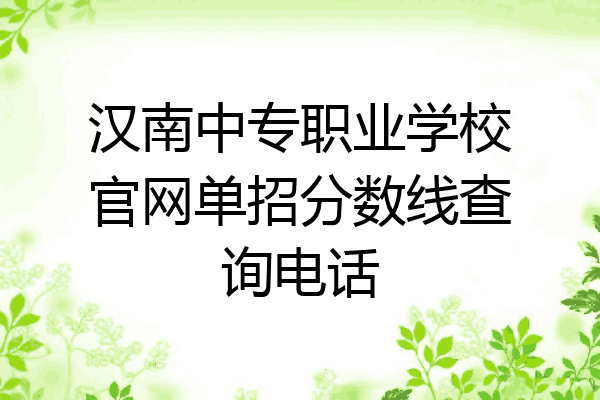 汉南中专职业学校官网单招分数线查询电话