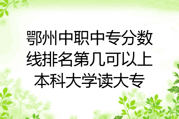 鄂州中职中专分数线排名第几可以上本科大学读大专