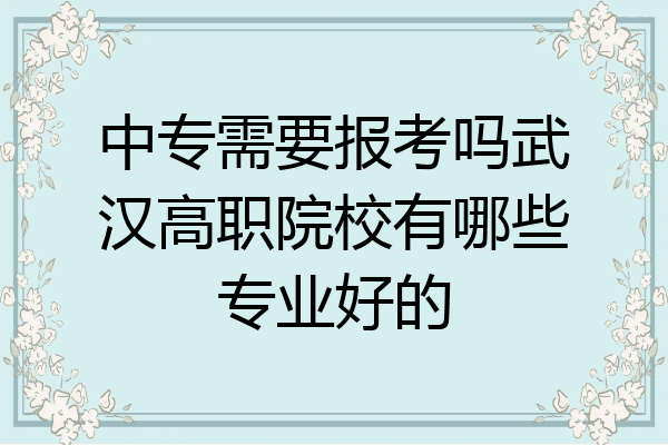中专需要报考吗武汉高职院校有哪些专业好的
