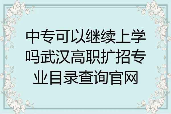 中专可以继续上学吗武汉高职扩招专业目录查询官网