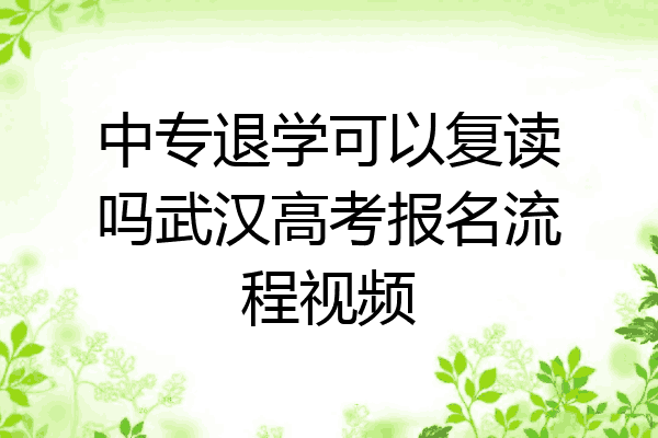 中专退学可以复读吗武汉高考报名流程视频