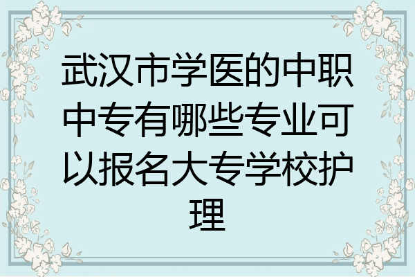 武汉市学医的中职中专有哪些专业可以报名大专学校护理